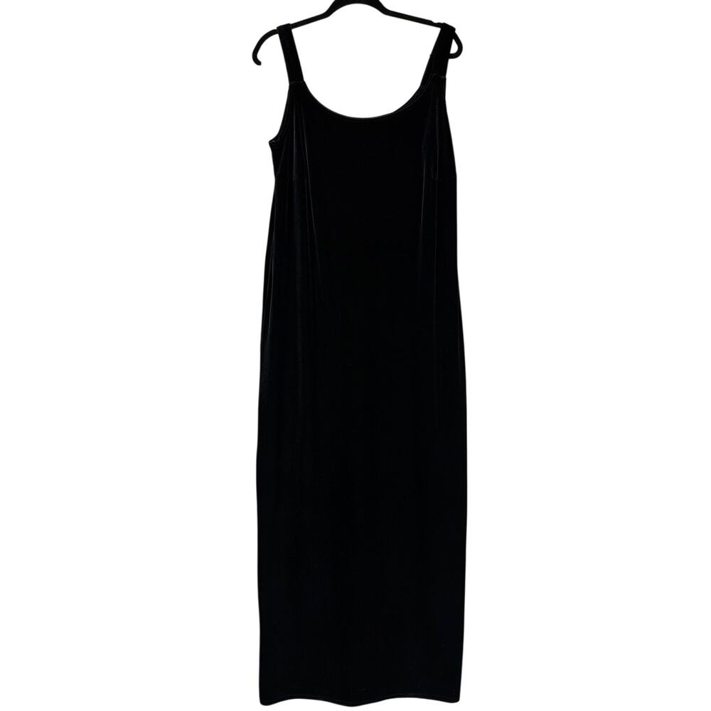 Onyx Nite Black Velvet Sleeveless Maxi Dress Evening Gown Made in USA Size 18